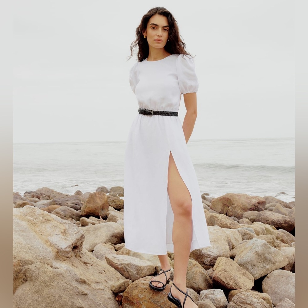 Midi linen reformation dress with an open back